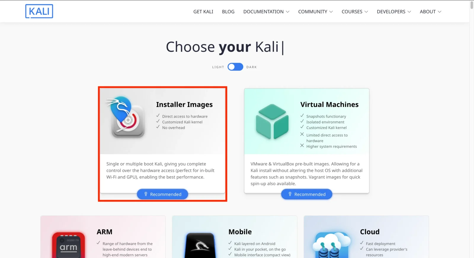 Kali Linuxのインストール